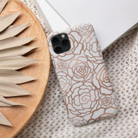 Rose Gold Faux Foil | White Floral Lattice
