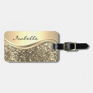 Rose Gold Faux Glitter Bling Personalised Metal Luggage Tag