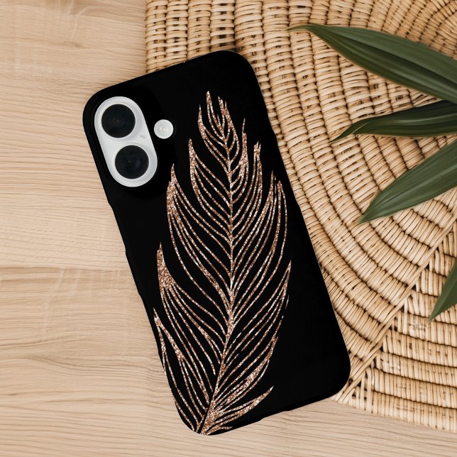 Rose Gold Faux Glitter Feather Case-Mate iPhone Case (Creator Uploaded)