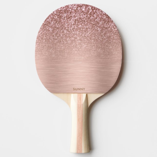 Rose-gold Faux Glitter & Metallic Texture Ping Pong Paddle (Front)