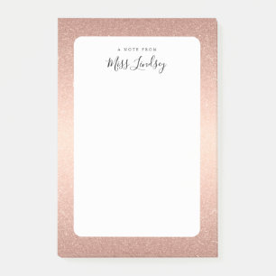 Rose Gold Faux Glitter Monogrammed Teacher Post-it Notes