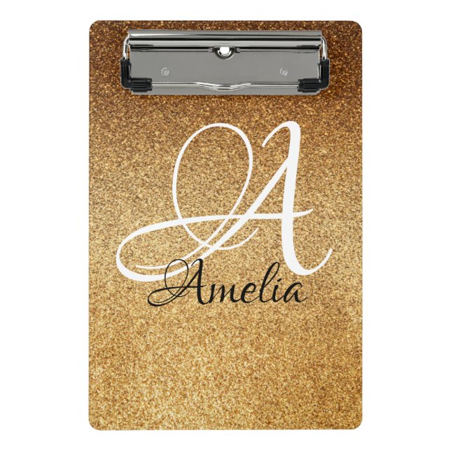 Rose Gold Faux Glitter Personalised ClipBoard (Front)