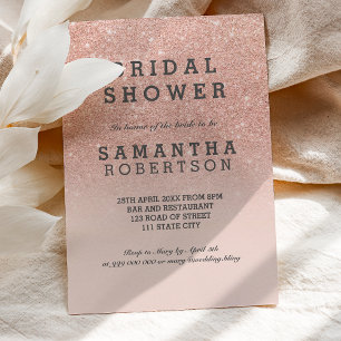 Rose gold faux glitter pink bridal shower invitation