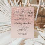 Rose gold faux glitter pink ombre 50th birthday invitation<br><div class="desc">A modern,  original and simple faux rose gold glitter ombre 50th birthday invitation on a fully customizable blush pink color background. Fiftieth!</div>
