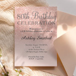 Rose gold faux glitter pink ombre 80th birthday invitation<br><div class="desc">A modern,  original and simple faux rose gold glitter ombre 80th birthday invitation on a fully customisable blush pink colour background. Eightieth!</div>