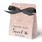 Rose gold faux glitter pink ombre Sweet 16