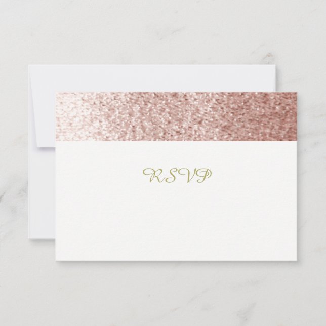 Rose Gold  Faux Glitter RSVP (Front)