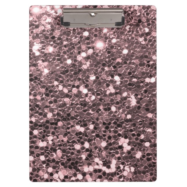 Rose Gold Faux Glitter Sparkles Clipboard (Front)