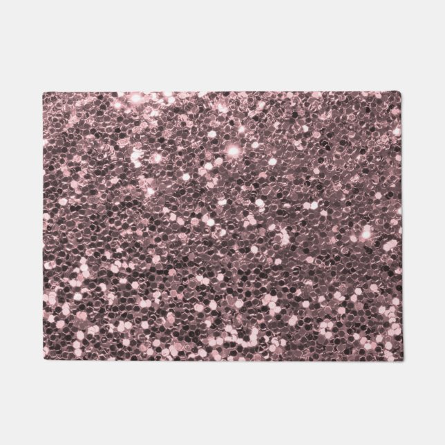 Rose Gold Faux Glitter Sparkles Doormat (Front)