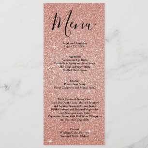 Rose Gold Faux Glitter Wedding Menu Menus