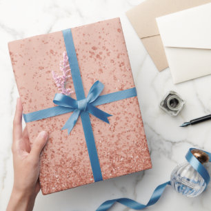 Rose Gold Faux Glitter  Wrapping Paper