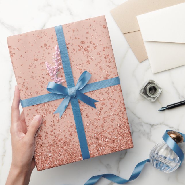 Rose Gold Faux Glitter  Wrapping Paper (Gifting)