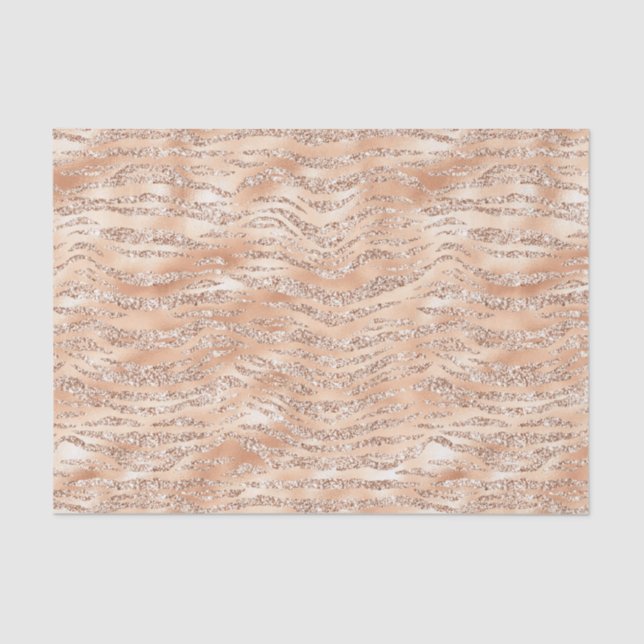 Rose Gold Faux Glitter Zebra Stripes Tissue Paper (Front)