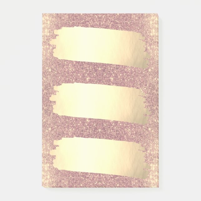 Rose Gold Faux Gold Foil Sparkle List Post-it Notes (Front)