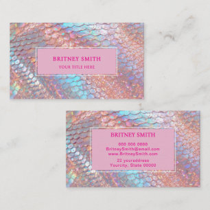 Rose gold faux iridescent Mermaid Scale Business Card