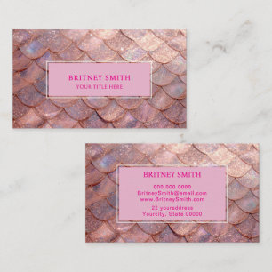 Rose gold faux iridescent Mermaid Scale Business Card