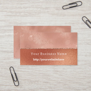 Rose Gold Faux Lace Floral Business name website Business Card