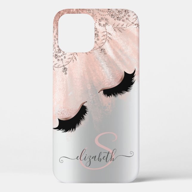 Rose Gold Faux Lashes Silver   Case-Mate iPhone Case (Back)
