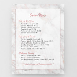 Rose-Gold Faux Marble Price Menu List