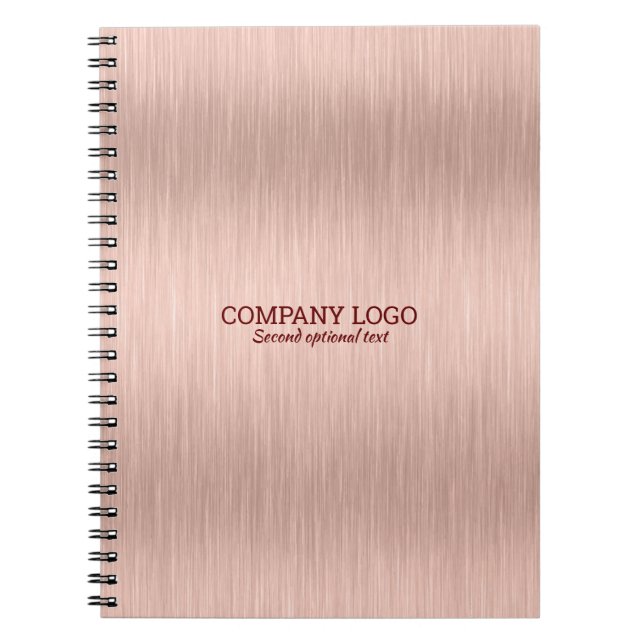 Rose-gold faux metallic brushed aluminium texture notebook (Front)