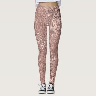 Rose Gold Faux Metallic Streaked Leggings