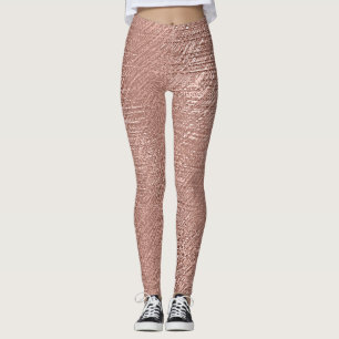 Rose Gold Faux Metallic Textured Leggings