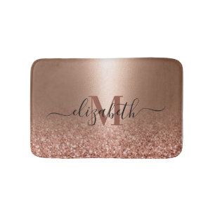 Rose Gold Faux Pink Glitter Bath Mat