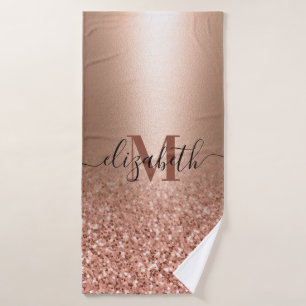 Rose Gold Faux Pink Glitter Bath Towel