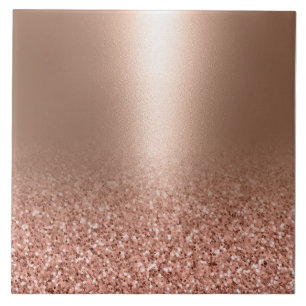 Rose Gold Faux Pink Glitter Ceramic Tile