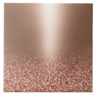 Rose Gold Faux Pink Glitter Ceramic Tile