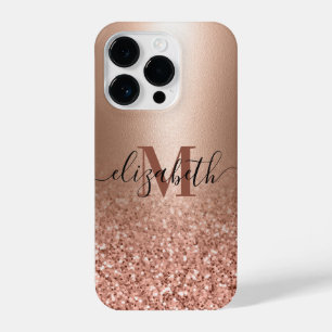 Rose Gold Faux Pink Glitter iPhone 14 Pro Case