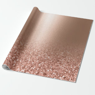 Rose Gold Faux Pink Glitter Wrapping Paper