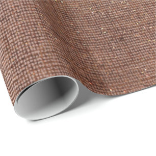 Rose Gold Faux Sepia Linen Mesh Metallic Burlap Wrapping Paper