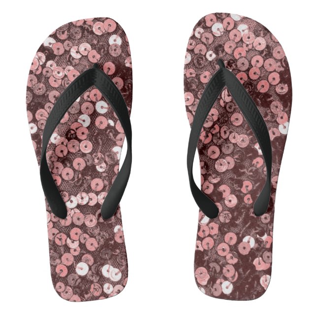 Rose Gold Faux Sequin Flip Flops (Footbed)