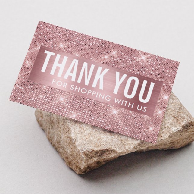 Rose Gold Faux Shimmer & Foil Business Thank You Business Card (Creator Uploaded)