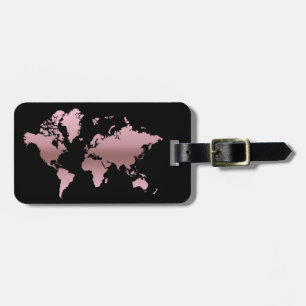 Rose Gold Faux World Map Professional Chic Modern Luggage Tag