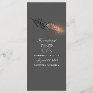 Rose Gold Feathers Elegant Chic Wedding Program
