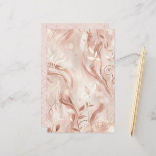 Rose Gold Feminine Aesthetic Two-Sided Paper Sheet