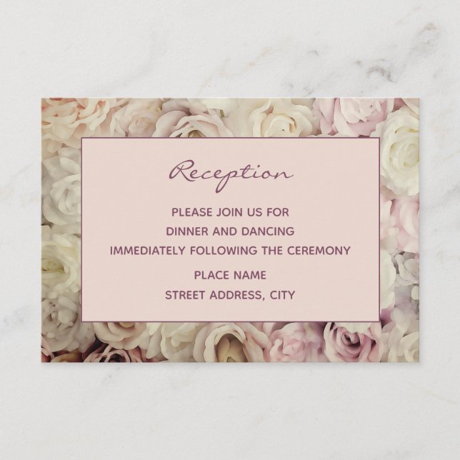 Rose Gold / Fig Pink Wedding Reception Cards (Front)