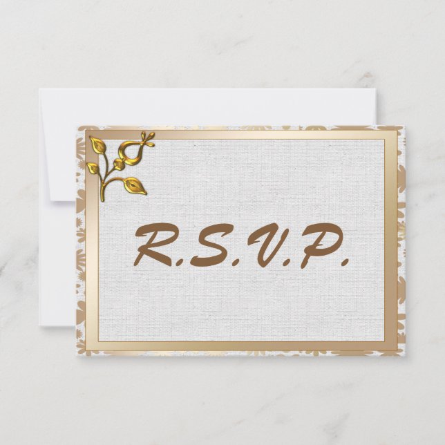 Rose Gold Floral and Linen Wedding RSVP (Front)
