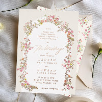 rose gold floral arch spring garden wedding