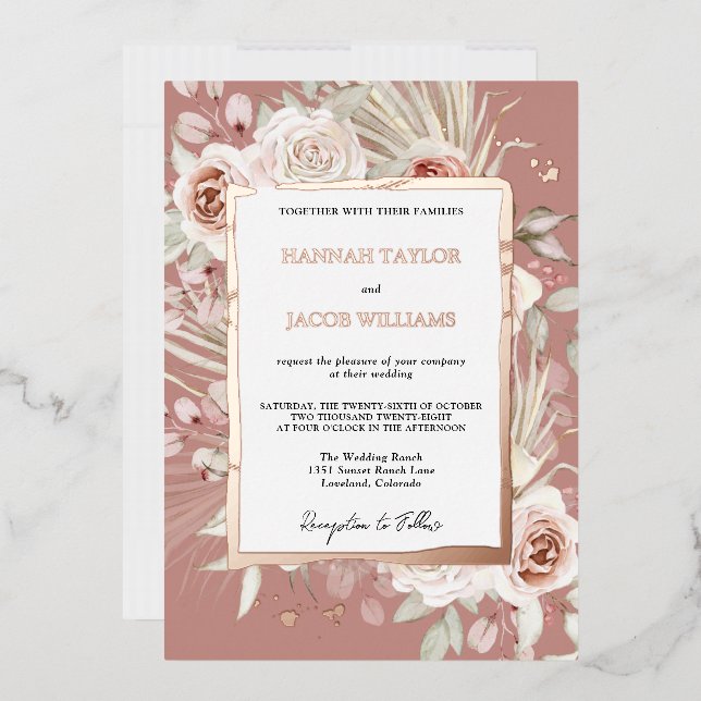 Rose Gold Floral Boho Dusty Rose Wedding (Envelope)