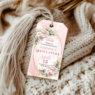 Rose Gold Floral Boho Gift Tag for Sweet 15