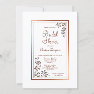 Rose Gold Floral Border Bridal Shower Invitation