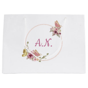 Rose Gold Floral Butterfly – Elegant Personal Large Gift Bag