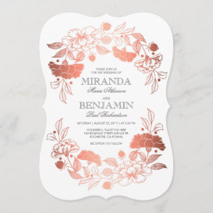 Rose Gold   Floral Elegant and Simple Wedding Invitation
