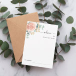 Rose gold floral eucalyotus wedding advice card<br><div class="desc">White background,  decorated with a large rose gold rose,  flower and eucalyptus greenery.  Personalise and add your names.</div>