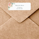 Rose gold floral eucalyptus return address  return address label<br><div class="desc">A rose gold and blush pink rose,  floral and eucalyptus greenery and faux gold foliage.  Personalise and add your name and address. Green letters.</div>