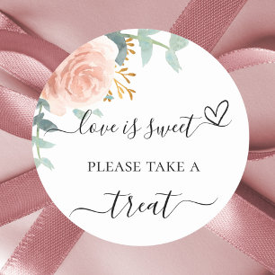 Rose gold floral eucalyptus wedding favour treat classic round sticker