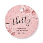 Rose Gold Floral Glitter 30th Birthday Script